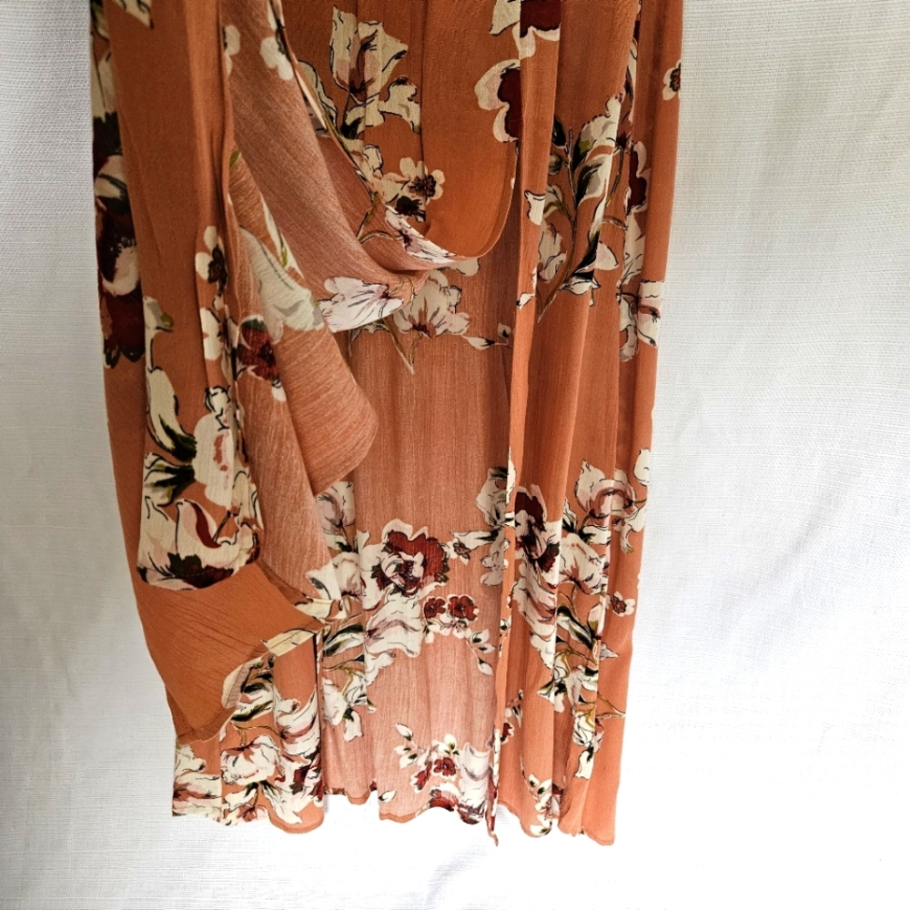 Floral‎ Lightweight Sun Dress With Vneck Tie Front Size Small - Picture 4 of 10